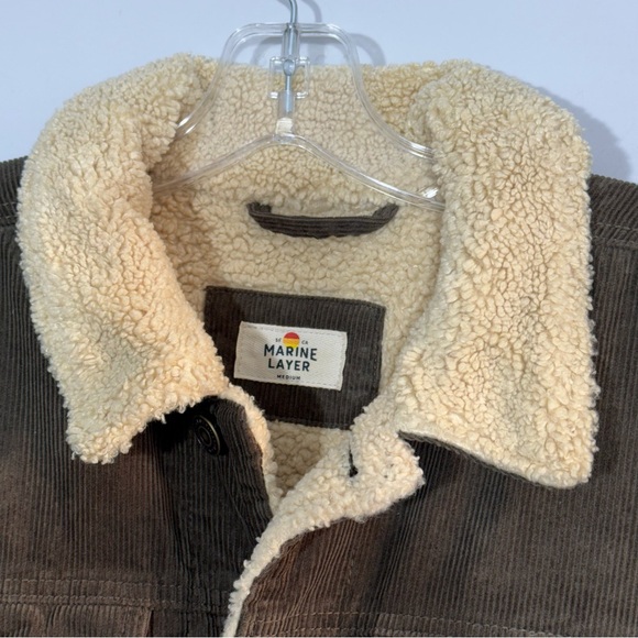 MARINE LAYER Boise Cord Sherpa Trucker Jacket in Major Brown Barn Coat Men’s M - Picture 8 of 16